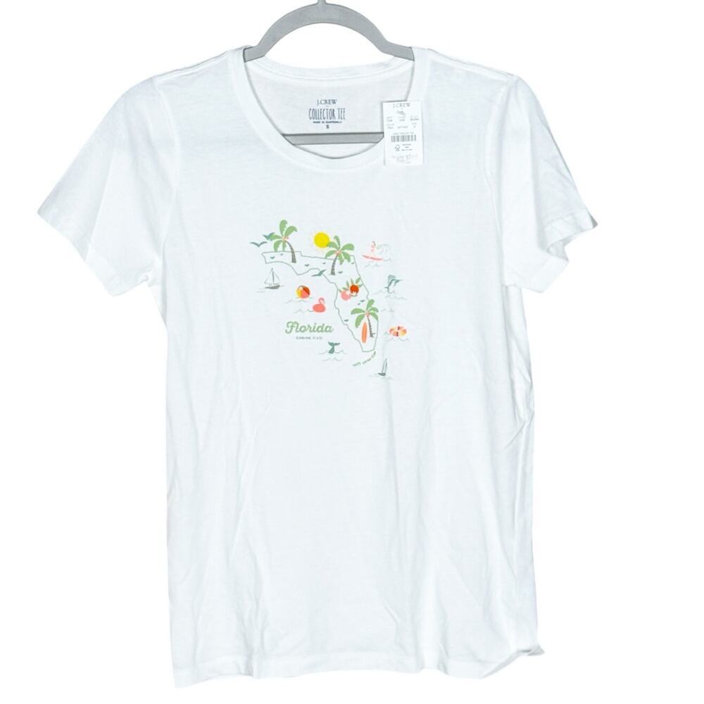 J. Crew Factory Florida Map Graphic Tee Short Sleeve Shirt White Size Small NEW
